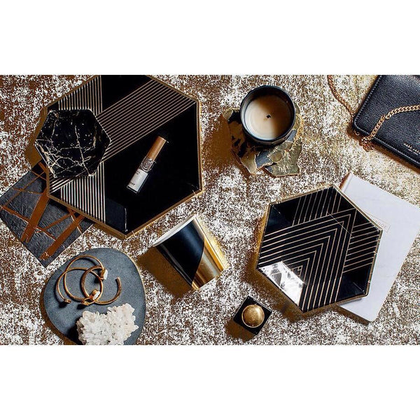 NAPKINS - COCKTAIL NOIR GOLD BRUSHSTROKE, NAPKINS, HARLOW & GREY - Bon + Co. Party Studio