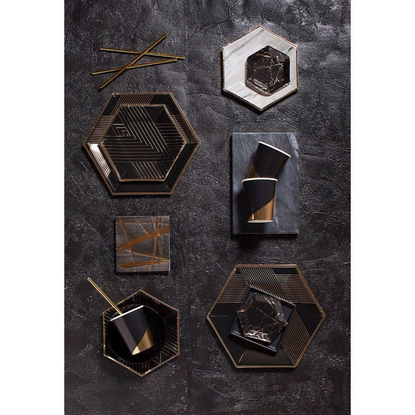 NAPKINS - COCKTAIL NOIR GOLD BRUSHSTROKE, NAPKINS, HARLOW & GREY - Bon + Co. Party Studio