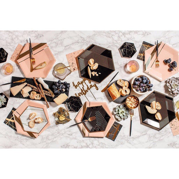 NAPKINS - COCKTAIL NOIR GOLD BRUSHSTROKE, NAPKINS, HARLOW & GREY - Bon + Co. Party Studio