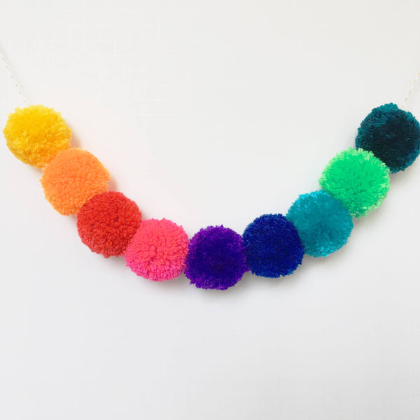 POM POM GARLAND - PRISMA RAINBOW, Pom Pom Garland, BON + CO - Bon + Co. Party Studio