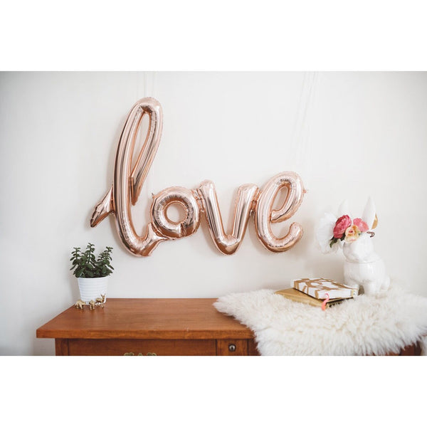 BALLOONS - SCRIPT LOVE ROSE GOLD, Balloons, TALKING TABLES - Bon + Co. Party Studio