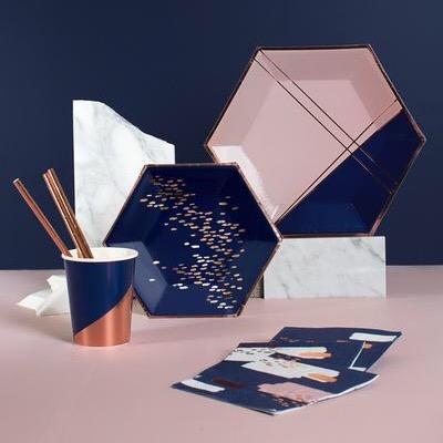 NAPKINS - COCKTAIL ERIKA NAVY ABSTRACT, NAPKINS, HARLOW & GREY - Bon + Co. Party Studio