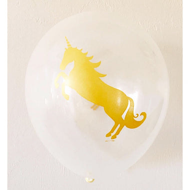 BALLOON BAR - UNICORN GOLD ON CLEAR 11", Balloons, QUALATEX - Bon + Co. Party Studio