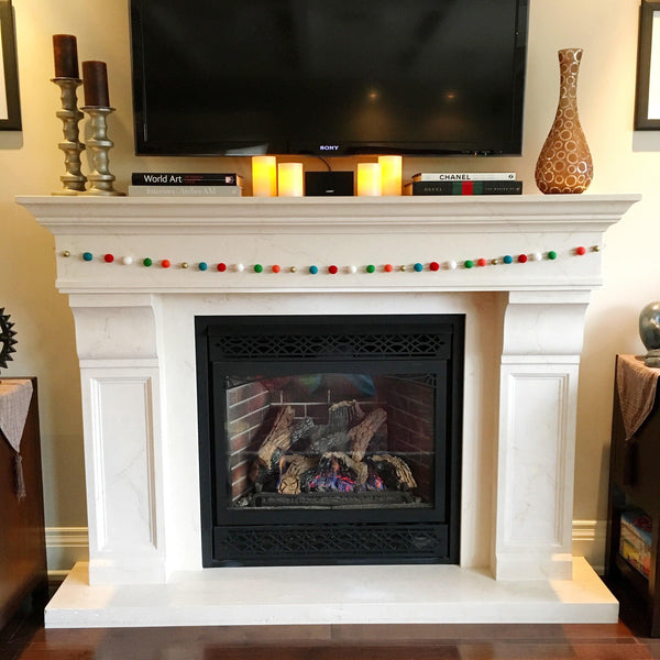 FELT + WOOD GARLAND - FESTIVE, Felt Pom Garlands, BON + CO - Bon + Co. Party Studio