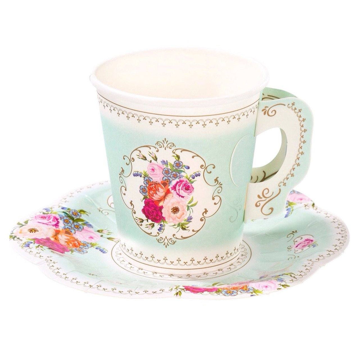 CUPS - FLORAL TEACUP + SAUCER TRULY SCRUMPTIOUS TALKING TABLES