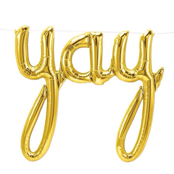 BALLOONS - SCRIPT YAY GOLD, Balloons, Northstar (Surprize Enterprize) - Bon + Co. Party Studio