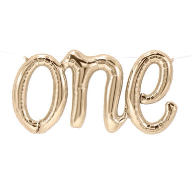 BALLOONS - SCRIPT ONE WHITE GOLD, Balloons, Northstar (Surprize Enterprize) - Bon + Co. Party Studio