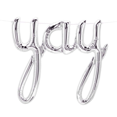 BALLOONS - SCRIPT YAY SILVER, Balloons, Northstar (Surprize Enterprize) - Bon + Co. Party Studio