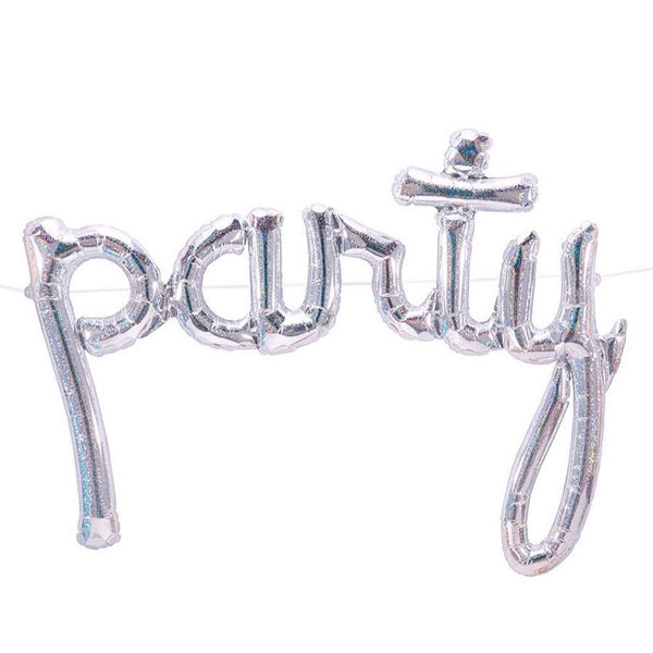 BALLOONS - SCRIPT PARTY HOLOGRAPHIC, Balloons, Northstar (Surprize Enterprize) - Bon + Co. Party Studio