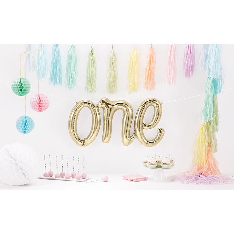BALLOONS - SCRIPT ONE WHITE GOLD, Balloons, Northstar (Surprize Enterprize) - Bon + Co. Party Studio