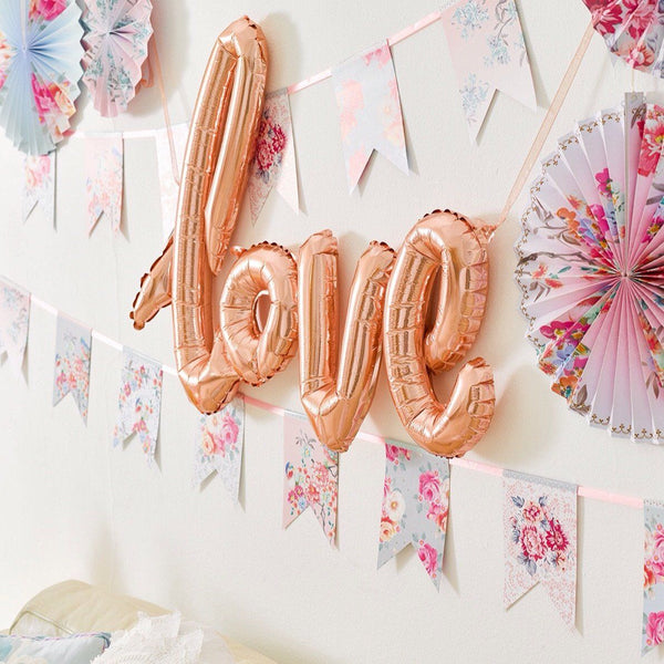 BALLOONS - SCRIPT LOVE ROSE GOLD, Balloons, TALKING TABLES - Bon + Co. Party Studio