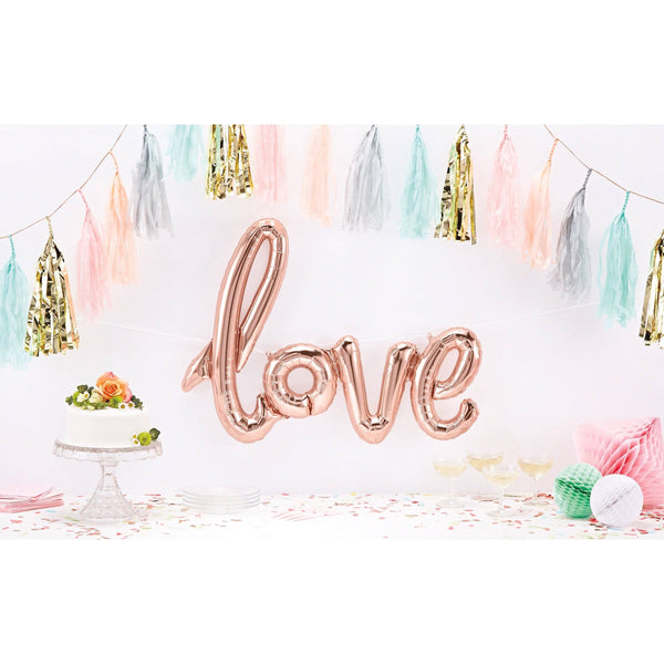 BALLOONS - SCRIPT LOVE ROSE GOLD, Balloons, TALKING TABLES - Bon + Co. Party Studio