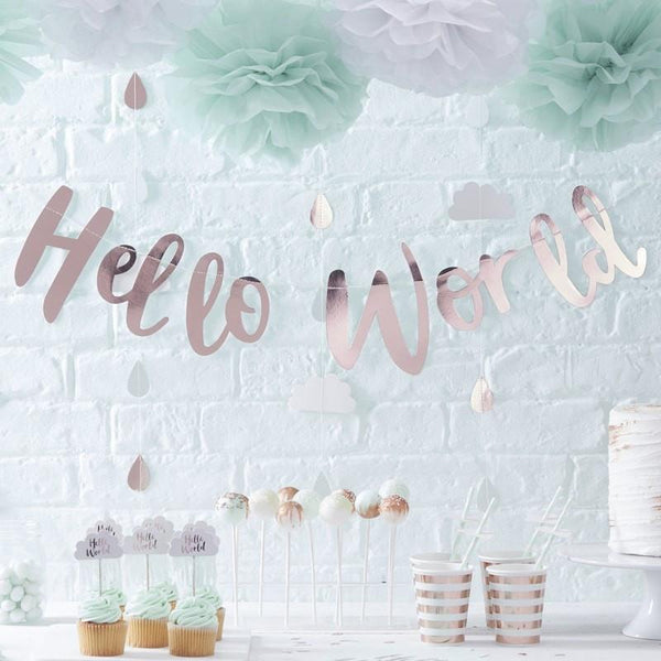 WORD GARLAND - HELLO WORLD ROSE GOLD, Word Mix Garlands, GINGER RAY - Bon + Co. Party Studio