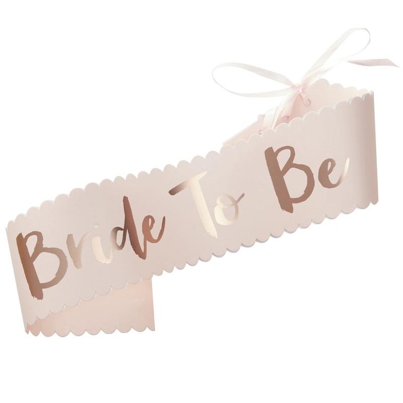 SASH - BRIDE TO BE BLUSH ROSE GOLD, EXTRAS, GINGER RAY - Bon + Co. Party Studio