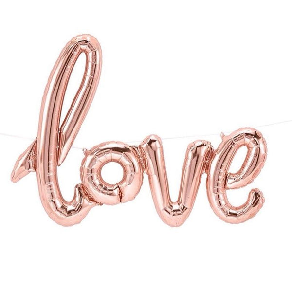 BALLOONS - SCRIPT LOVE ROSE GOLD, Balloons, TALKING TABLES - Bon + Co. Party Studio