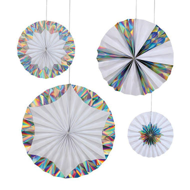 PARTY FANS - PINWHEELS GIANT HOLOGRAPHIC, HANGING DECOR, MERI MERI - Bon + Co. Party Studio