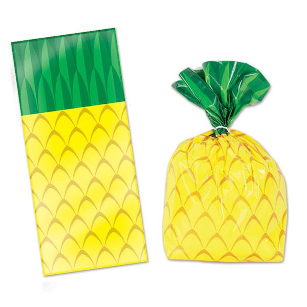 TREAT BAG - PINEAPPLE CELLO BAGS 25 PACK, GIFT GIVING, SKS - Beistle Co - Bon + Co. Party Studio