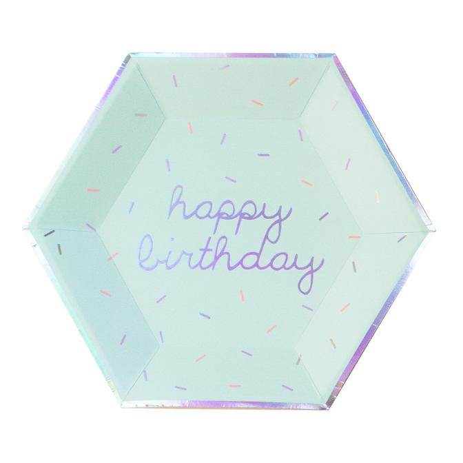 PLATES - LARGE SPRINKLES HBD MULTICOLOUR PACK OF 18, PLATES, HARLOW & GREY - Bon + Co. Party Studio
