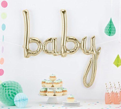 BALLOONS - SCRIPT BABY WHITE GOLD, Balloons, Northstar (Surprize Enterprize) - Bon + Co. Party Studio