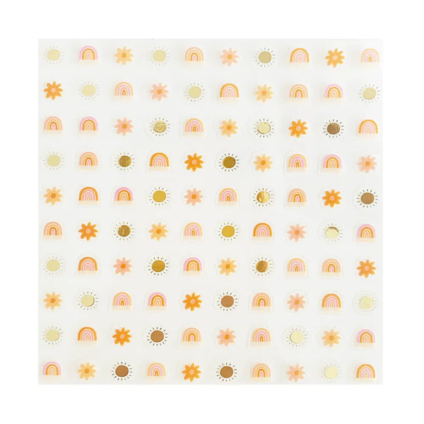 NAIL STICKERS - GROOVY PEACE & LOVE BOHO RAINBOWS