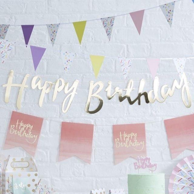 WORD GARLAND - HAPPY BIRTHDAY GOLD, Word Mix Garlands, GINGER RAY - Bon + Co. Party Studio