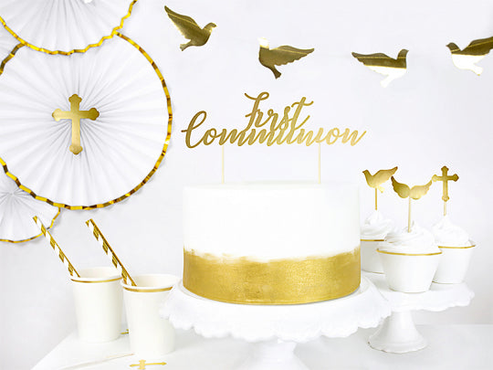 CAKE TOPPER - FIRST COMMUNION GOLD DIY