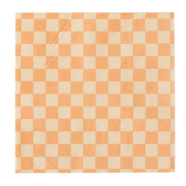 NAPKINS LARGE - PEACH CHECK IT PEACHES & CREAM