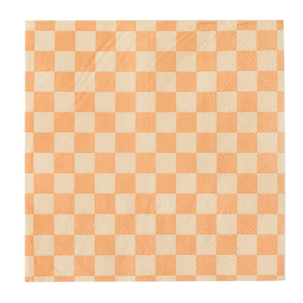 NAPKINS LARGE - PEACH CHECK IT PEACHES & CREAM