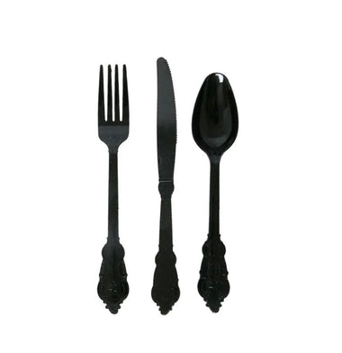 PREMIUM CUTLERY SET - ORNATE BLACK (For 4)