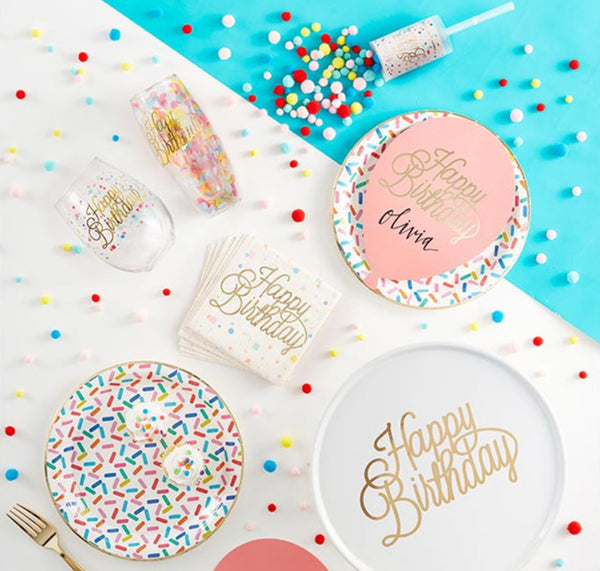 NAPKINS SMALL - MIXED GOLD FOIL HAPPY BIRTHDAY CONFETTI