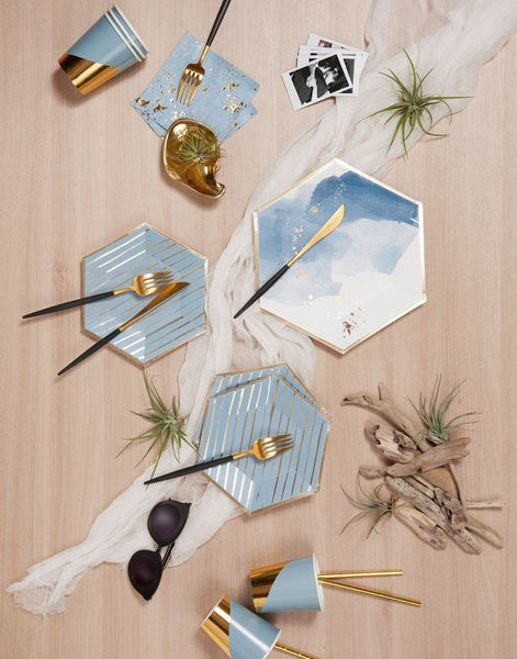 NAPKINS - LARGE MALIBU BLUE SPLASH, NAPKINS, HARLOW & GREY - Bon + Co. Party Studio