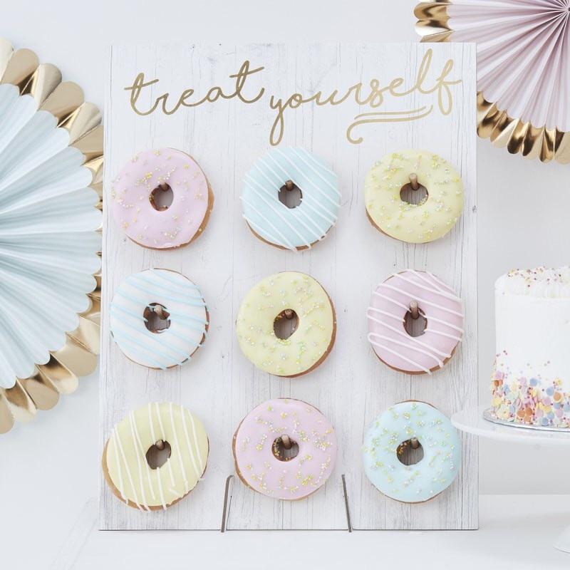 DONUT WALL - WHITE + GOLD, TREAT STAND, GINGER RAY - Bon + Co. Party Studio