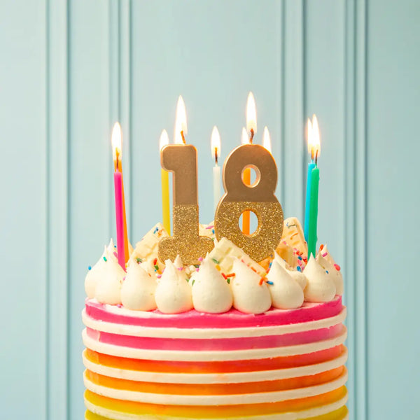 CANDLES - NUMBER CANDLE GOLD GLITTER