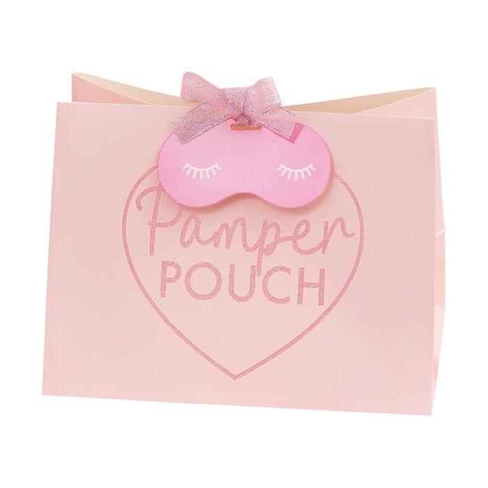 GIFT BAGS -  PINK GLITTER PAMPER POUCH WITH TAG 5 PACK GINGER RAY, GIFT GIVING, GINGER RAY - Bon + Co. Party Studio
