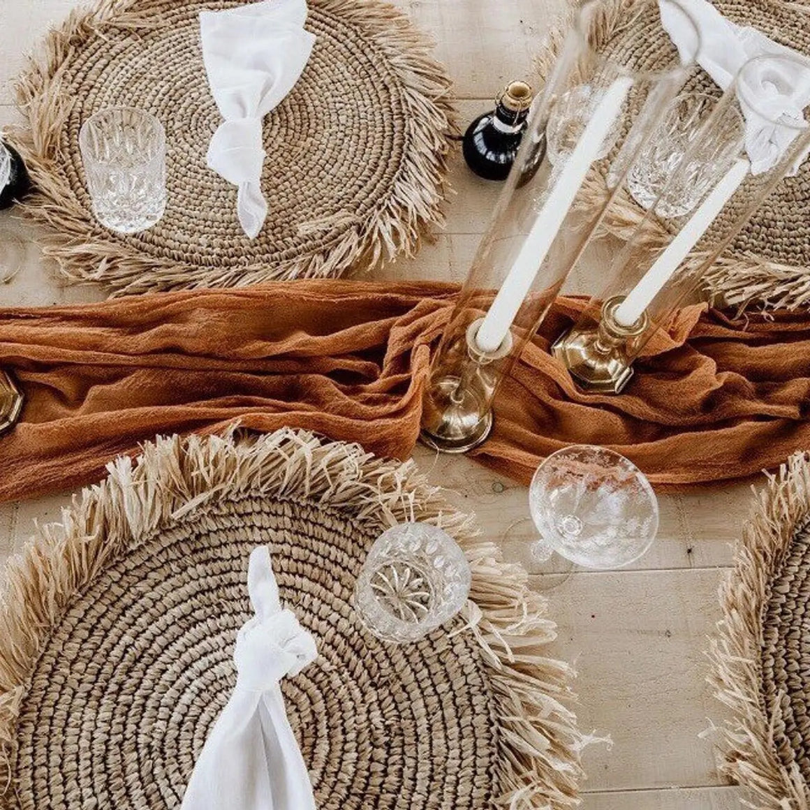 PLACEMATS - BOHO WOVEN SEAGRASS RATTAN WITH FRINGE
