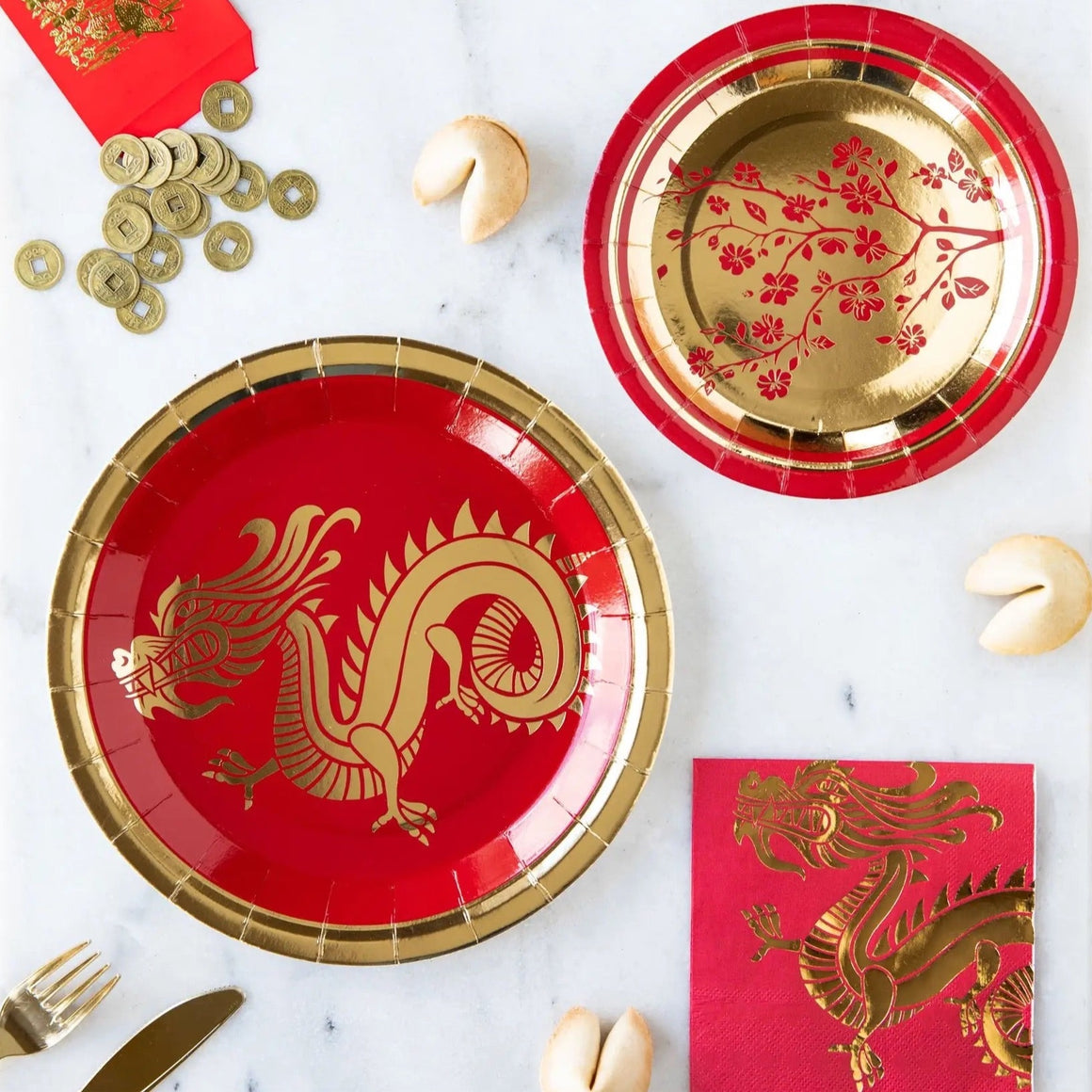 PLATES - SMALL RED LUNAR NEW YEAR FLORAL