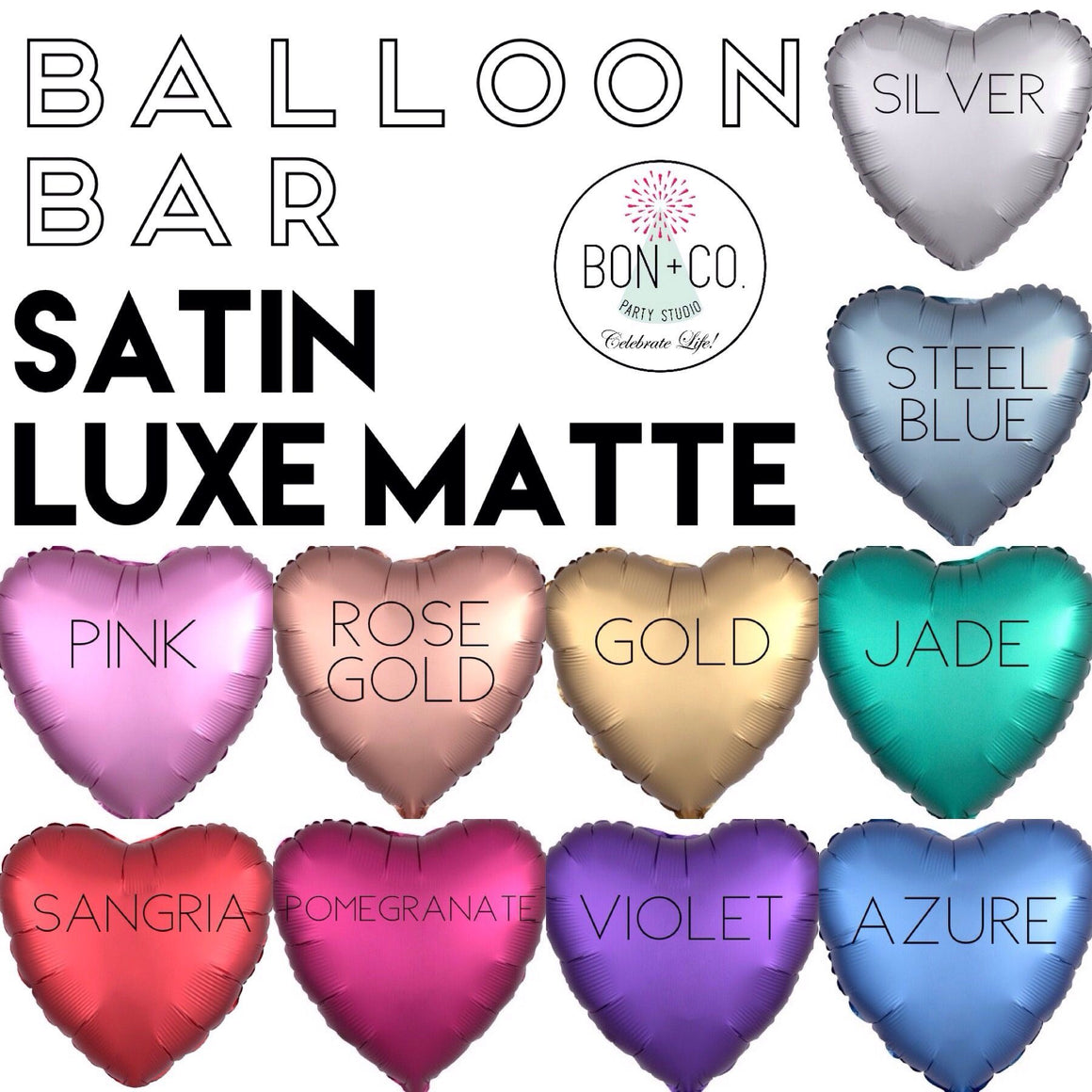 BALLOON BAR - HEART SATIN LUXE, Balloons, Anagram - Bon + Co. Party Studio