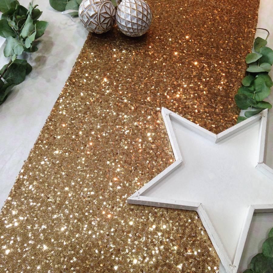 TABLERUNNER - SEQUIN GOLD, tablecovers, SKS - Beistle Co - Bon + Co. Party Studio