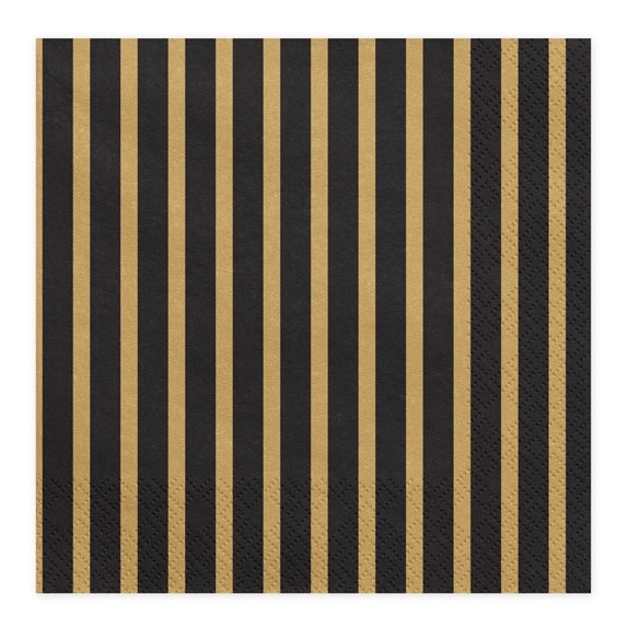 NAPKINS LARGE - BLACK + GOLD STRIPE