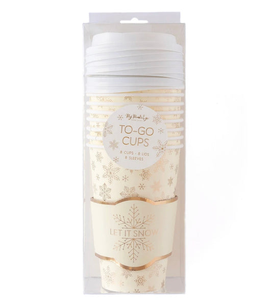 TO-GO COZY CUPS - CHRISTMAS GLAM GOLD + CREAM LET IT SNOW