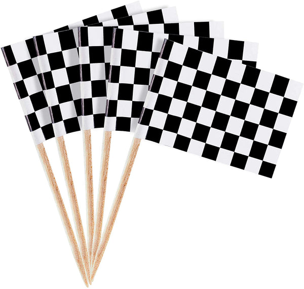 FOOD PICKS - CHECKERED RACING FLAGS