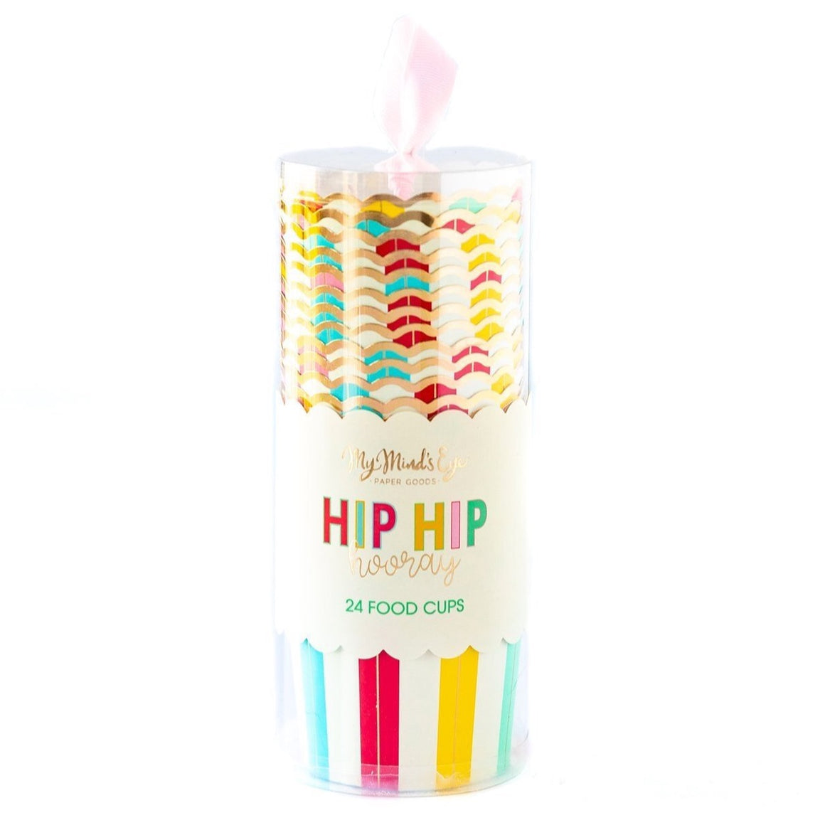 FOOD CUPS - MIXED HIP HIP HOORAY STRIPES (PACK OF 24)