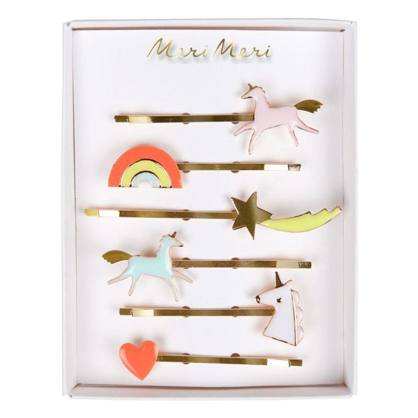 HAIR SLIDES - ENAMEL UNICORNS + RAINBOWS, ACCESSORIES, MERI MERI - Bon + Co. Party Studio