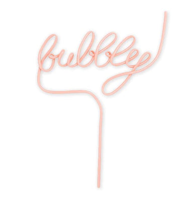 DECORATIVE REUSABLE STRAWS - SCRIPT WORD STRAWS BUBBLY BLUSH