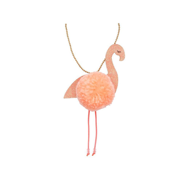 NECKLACE - FLAMINGO POM POM