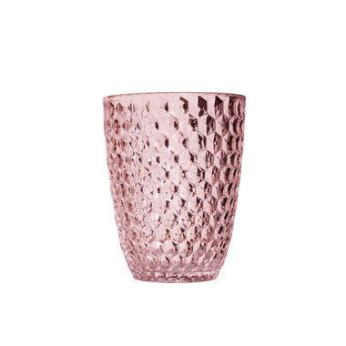 GLASS STEMLESS WINE - ACRYLIC DIAMOND CUT PINK BREAK RESISTANT