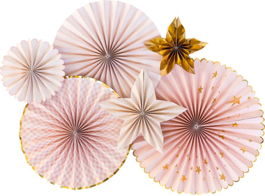PARTY FANS - PINWHEELS BABY PINK