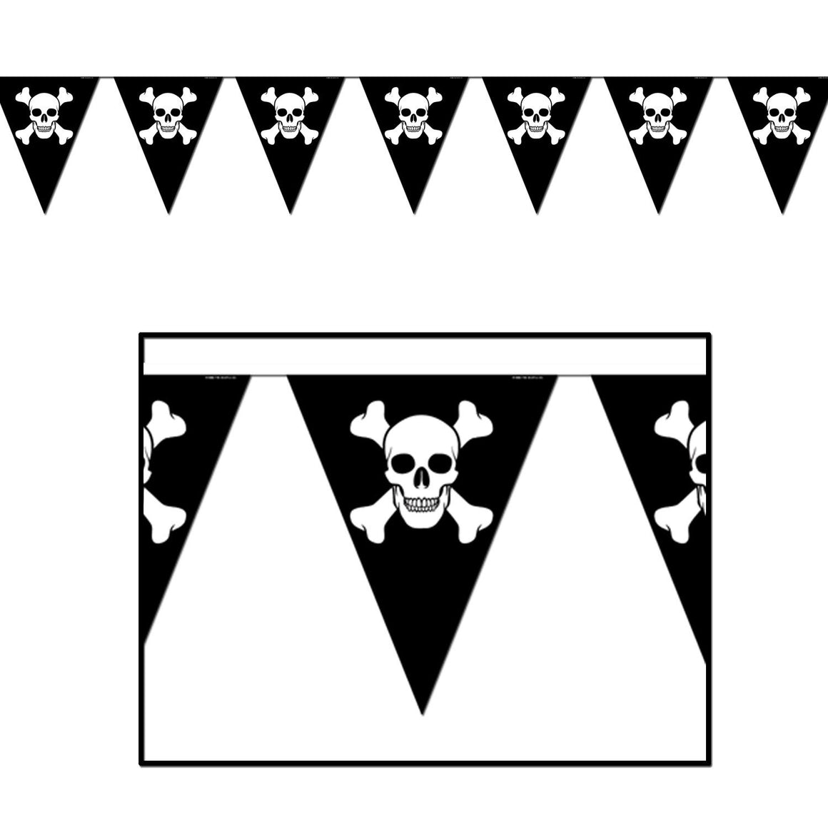 BANNER - PENNANT JOLLY ROGER PIRATE, BANNER, SKS - Beistle Co - Bon + Co. Party Studio