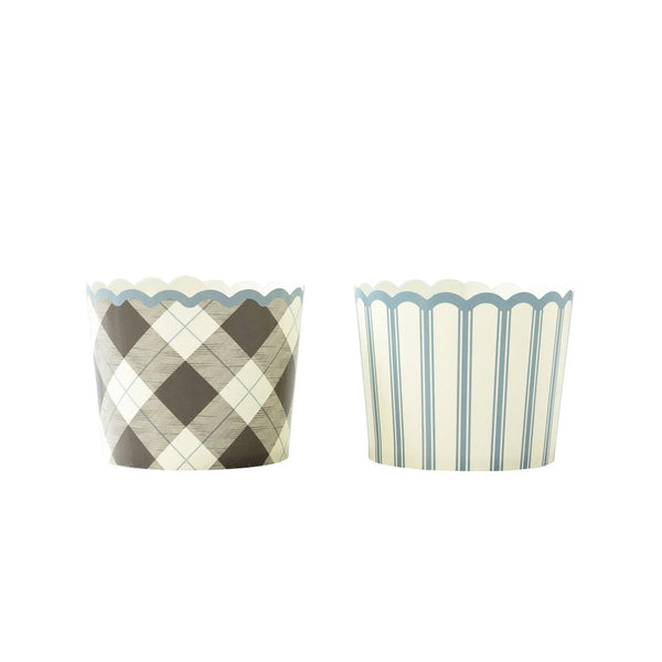 FOOD CUPS - MIXED PLAID + STRIPES (PACK OF 50)