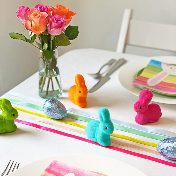 FLOCKED BUNNY - SMALL RAINBOW BRIGHT SET